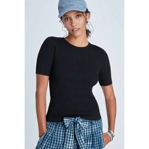 Maeve by Anthropologie Josefa Black Ribbed Top